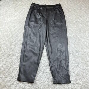 Express Pants Women 6S Black Faux Leather Ankle Super High Rise Slim Gothic Moto